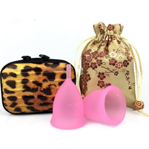 EECCI 2pcs Menstrual Cup with 1 case 1 bag - 2Size - Soft, Flexible, Reusable Medical-Grade Silicone Period Cup - Easy insert