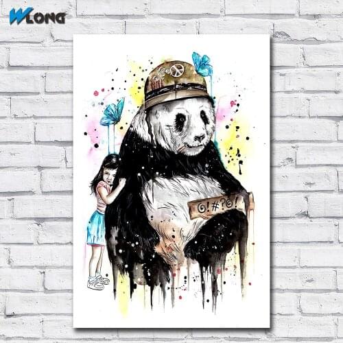 Fashion Printing Oil Painting Abstract PANDA LOVE Wall Art Canvas Print Pictures For Living Room And Bedroom Unframed