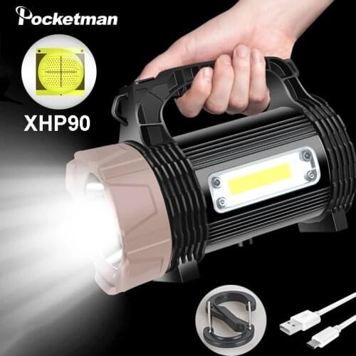 Powerful Searchlight 300W Aluminum Alloy Large Light Cup Spotlight 500 Meters Long-range Flashlight With Sidelight Super Bright