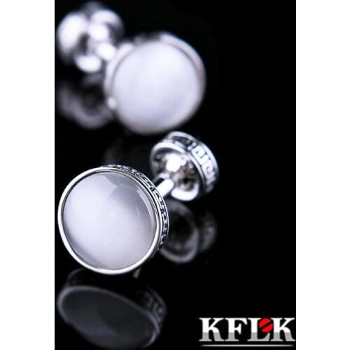 KFLK Jewelry French shirt Fashion cufflink for men Brand White stone Retro Cuff link Wholesale Button High Quality guests