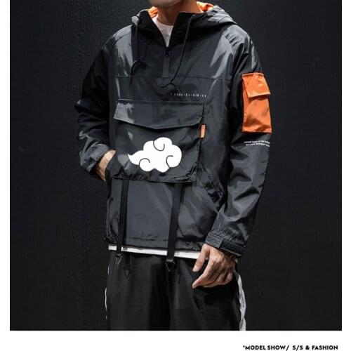 2021 Men Akatsuki Jacket Spring Autumn Waterproof Hoodie Harajuku Jackets Zipper Baseball Jacket For Men Style Oversize M-5XL