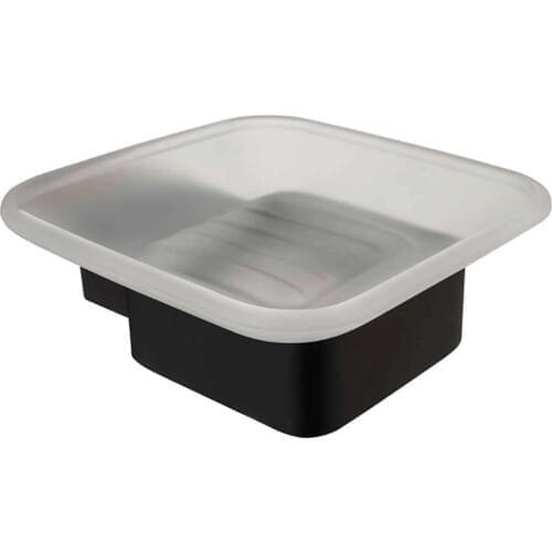 Soap Dishes Single Layer Glass Square Glass Soap Dish Sacer Soap Tray Holder Bathing Rest Room Stainless Steel Dispenser