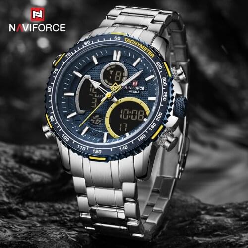 NAVIFORCE Brand Men Watch New Waterproof Big Dial Sport Watches Men Analog Digital Waterproof Quartz Wrist Watch Date Male Clock