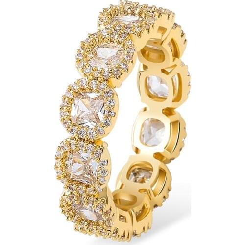 New fashion charm 27MM Zircon Rings Gold Color High Quality Copper Iced Out Rings Hip Hop Fashion Jewelry Gift For Men Women