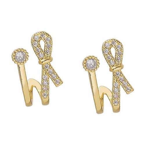 New Fashion Earring Accessories Bow Tie Zircon Temperament Lady Versatile Metal Style Small Earrings Earrings Aretes De Mujer