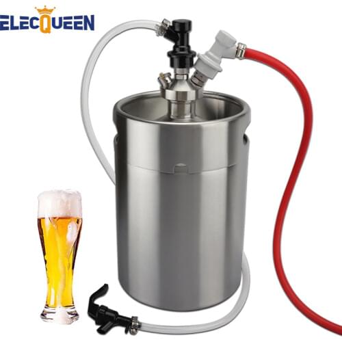 Portable 5L Mini Beer Growler Keg Picnic /Party Masterpiece with Picnic Tap & Mini Keg Tap Dispenser & Ball Lock For Home Brew