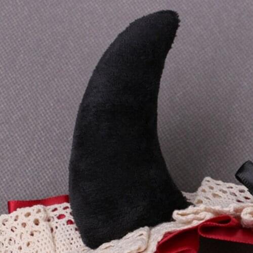 Kawaii Lolita Headband Ox Devil Horns Ribbon Bow Lace Anime Cosplay Hair Hoop A0NF