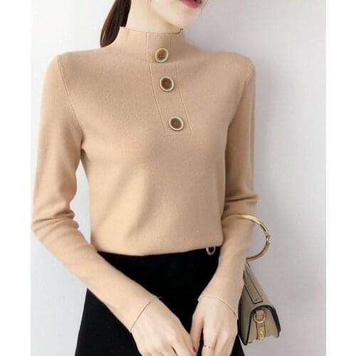 Half-Collar Pullover Sweater Female New Style for Autumn and Winter Slim Sweater Long-Sleeved Bottoming Shirt Take Top Fashion