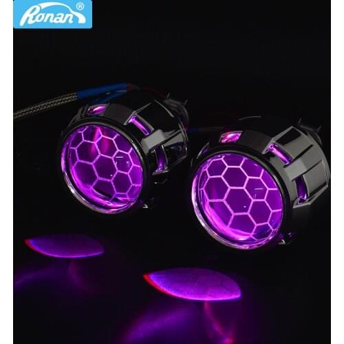 RONAN 2.5''Ver8.1 Blue Coating Bi Xenon HID MINI Projector Lens H1 Auto Headlight H4 H7 Base Adapter Ring Car Styling Retrofit