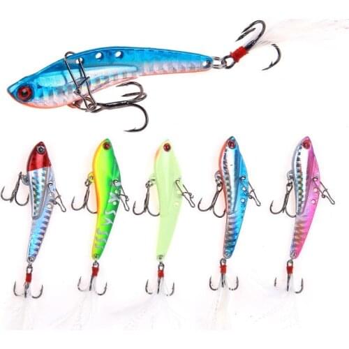 13/18/25/30g 6.5/7.5cm Fishing Lure Sinking Vibration Metal Perch Carp Feather Hard Vib Fishing Bait Fishing Bait Tackle Glow