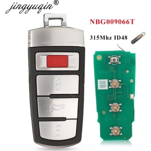 Jingyuqin Smart Remote Car Key Fob 4 Buttons 315MHz ID48 for VW Volkswagen Passat 2006-2013 CC 2009-2015 FCCID NBG009066T
