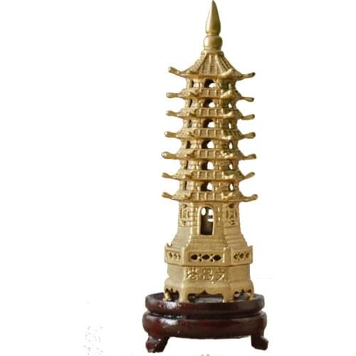 Feng shui Decorating Metal 3D Model China Wenchang Pagoda Tower Statue Souvenir Gift Home Decoration Copper Handicraft
