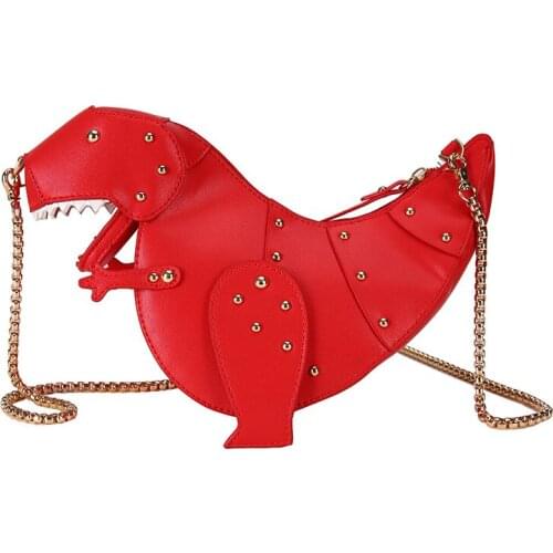 Dinosaur Shape PU Leather Rivet Crossbody Shoulder Bag with Chain for Travel Shopping New