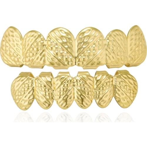 Hip Hop Teeth Grillz Top Bottom Cross Texture Grills Dental Mouth Punk Tooth Caps Cosplay Rapper Jewelry