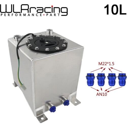 WLR RACING - 10L Aluminium Fuel Surge tank mirror polish Fuel cell with foam inside/sensor WLR-TK38