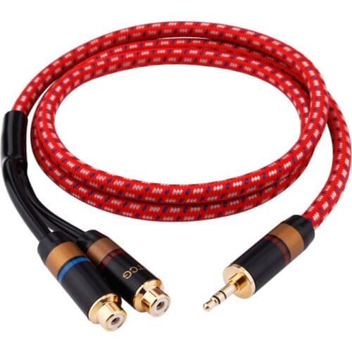 Y-052 HIFI audio cable one in two gold-plated 3.5mm to double lotus head 3.5 to 2RCA female extension cable