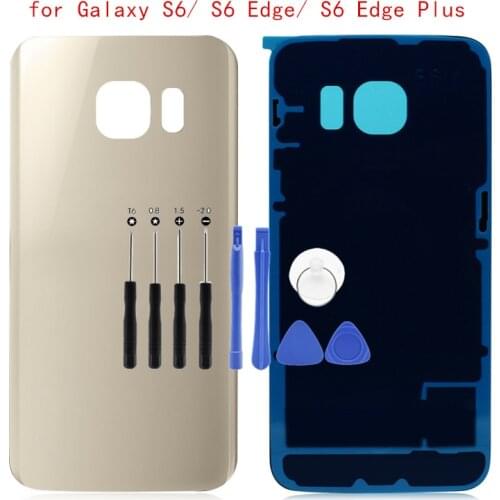 For Samsung Galaxy S6 G920/ S6 Edge G925/ S6 Edge Plus G928 Battery Back Cover Glass Rear Door Housing Cover 3M Glue Repair Part