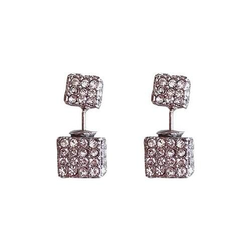 New Korea Crystal Front-back Square Stud earrings for Women Eearring Femme Brincos 2019 Geometric earring