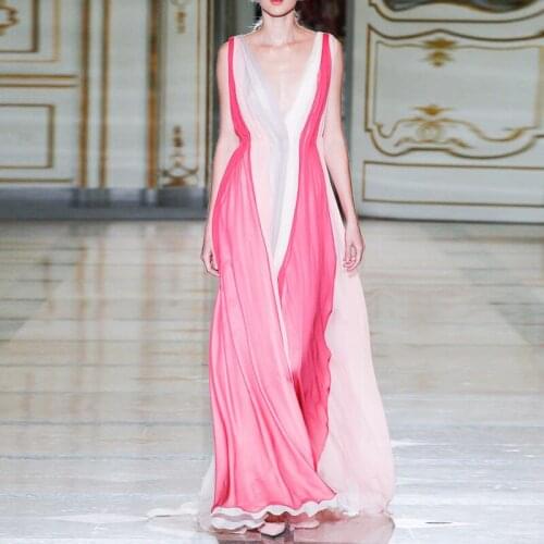 Vadim Hot Sale Acetate A-line Tank Womens Dresses 2021 Summer New Fashion Catwalk Elegant And Color Matching Long Dress Women