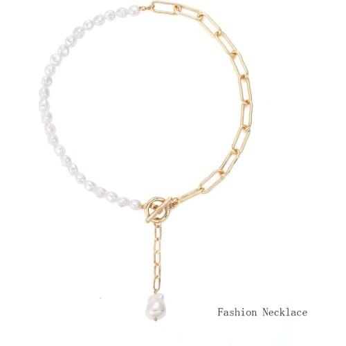 New Fashion Women Necklace Metal Pearl Irregular Statement Luxury Creativity Personality Women Necklace Jewelry Gift Vintage