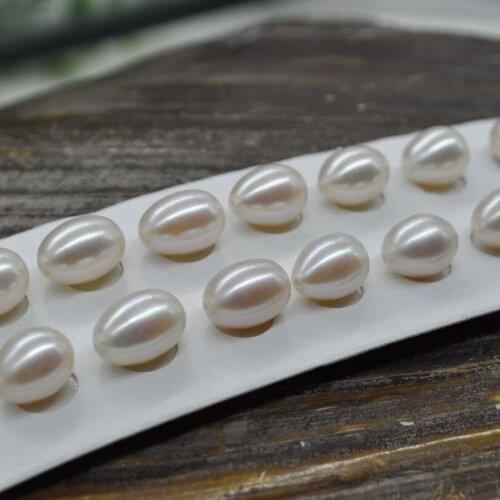 Lots 15pairs 7.5-8mm Half Drilled Rice Drop Freshwater Pearl For Pendant Earring