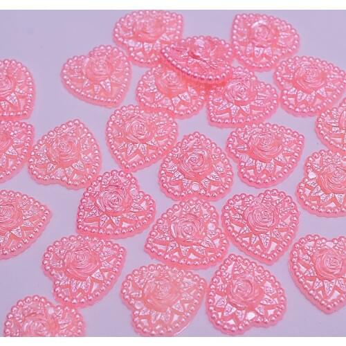 17*18mm 200pcs Colorful Heart Flat Back Imitation Plastic ABS Pearl Beads For DIY Embellishments for Craft Wedding