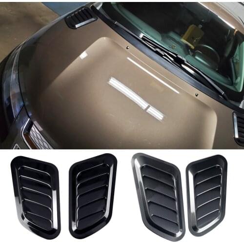 2 Pcs ABS Gloss Black Car Air Flow Intake Scoop Hood Bonnet Vent Front Engine Cover Vehicle Auto Decorative Sticker