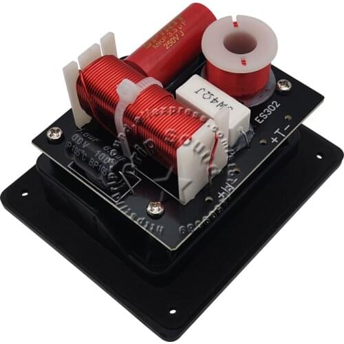 2pcs 100W 2 Way 2 Unit High-Low Audio Speaker Frequency Divider Stereo Crossover Filters with Square Hole Junction Box