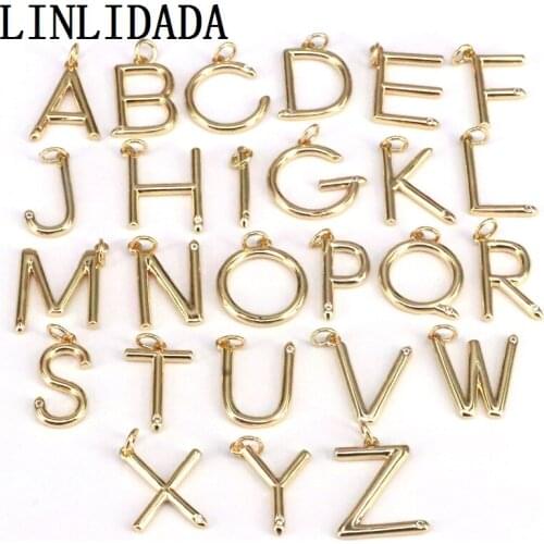 26Pcs letter pendant,Copper Gold Plated A-Z Alphabet Pendants Inital Letter Charms For Jewelry Making