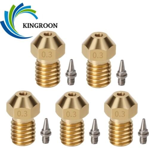 4pcs 3d printer Nozzle E3D V6 V5 Brass Nozzle M6 threaded 0.2 0.3 0.4 0.5mm Removable Stainless Steel Tips for 1.75mm filamnet