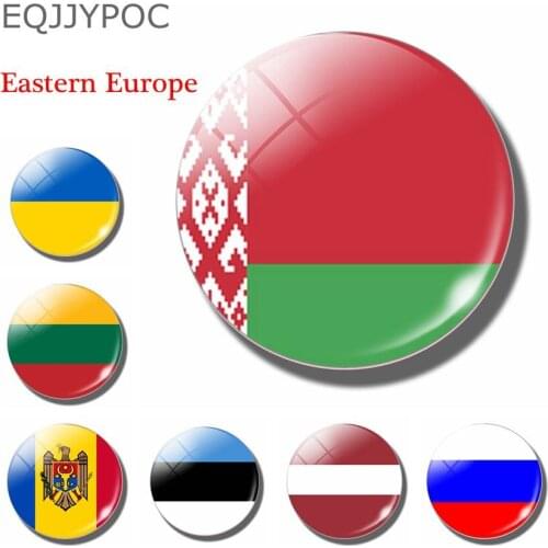 Belarus 30mm glass Fridge Magnet Eastern European National flag Estonia Latvia Lithuania Russia Ukraine Moldova Magnetic Sticker