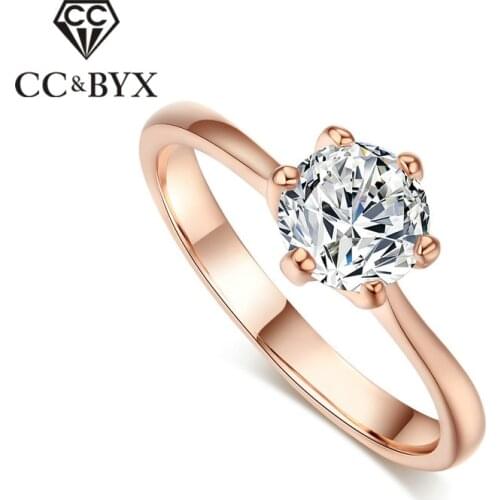 CC Jewelry Rings For Women Fashion Jewelry Rose Gold CZ Color Classic Design Bride Wedding Ring Engagement Anillo Bijoux CC1011