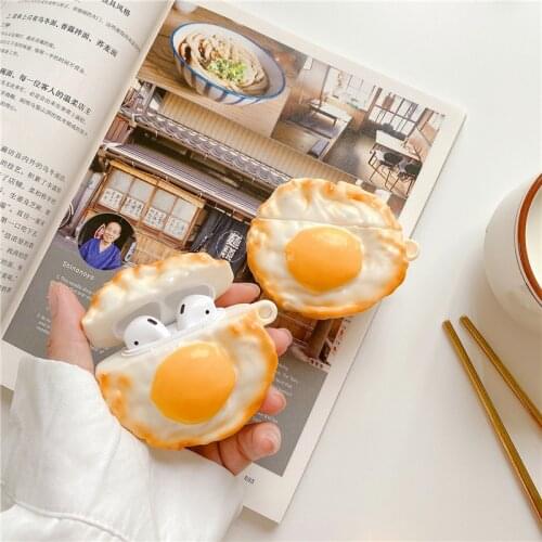 For Apple AirPods 1 2 3 Funny 3D Fried Egg Case Wireless Headset Silicone Earphone Protect Cover for Airpods Pro 3 egg tart