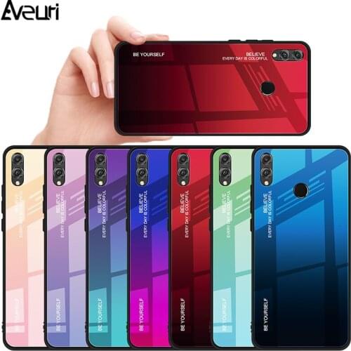 Tempered Glass Case For Huawei Honor 8X 10 9 Lite V20 Coque Silicone Back Cover Phone Case For Huawei Y9 2019 P Smart 2019