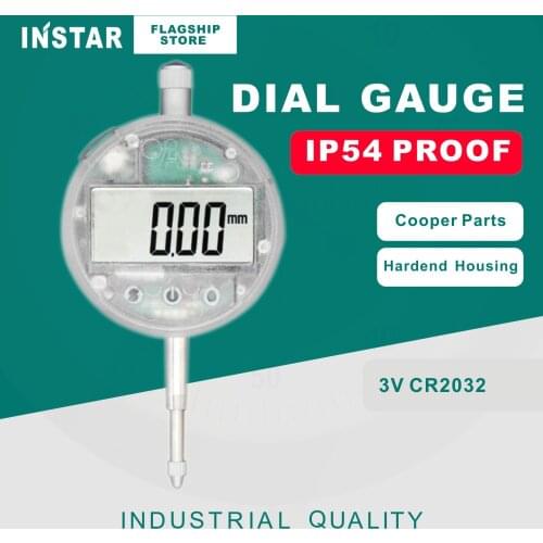 INSTAR Digital Dial Indicator 0-12.7mm 0.01mm IP54 Oil Proof Rechargeable Electronic Dial Gauge 0-25.4mm 0.001mm
