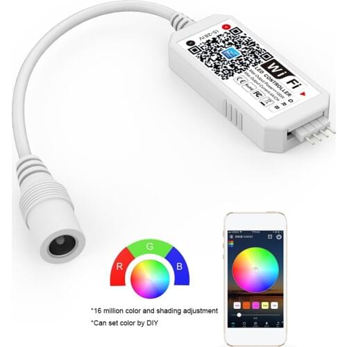 DC5-28V Mini WiFi Controller Single Color LED Controllers for RGB RGBW 5050 LED Strip Light Alexa Google Home