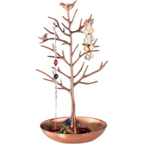 High Level Jewelry Holder Tree Bird Stand Iron Necklace Earring Rings Holder Bracelet Fashion Stand Rack Organizer 5 Colors