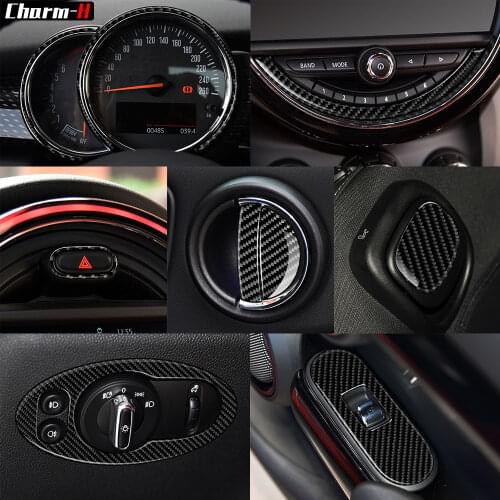 For MINI Cooper F56 F55 F54 Inner Carbon Fiber Sticker Decal Cover Handle Vent Console Panel Housing Case Accessories