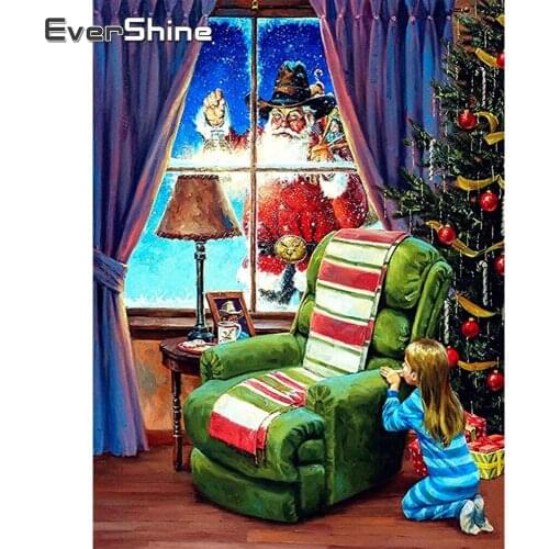 EverShine Full Drill Diamond Embroidery Cartoon Picture Of Rhinestone Diamond Embroidery Santa Claus Mosaic Christmas Child Gift