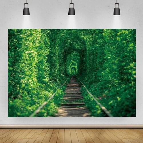 Train Railway Green Plants Leaf Scenic Photography Backdrop Wedding Love Couple Portrait Backgrounds For Photo Studio Wall Decor