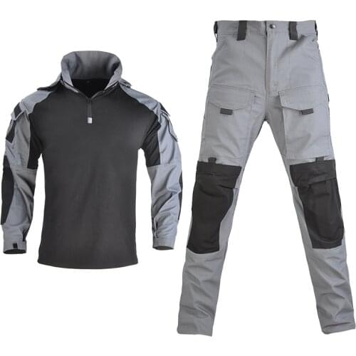 Airsoft Tactical Camouflage Military Uniform Camouflage Suit Tactical Military 13 Pockets Camouflage Shirt +Pants with Pads
