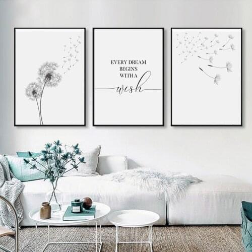 Canvas Painting Dandelion Wall Art Make Wish Dandelion Poster Prints Nordic Style Minimalist Picture Nursery Room Home Decor