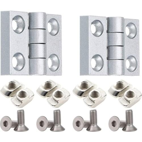 2 Sets Aluminum Profile Hinge Install Kit,Door Frame Metal Hinge with Screws Nut for 2020 3030 Series Aluminum Extrusion Profile