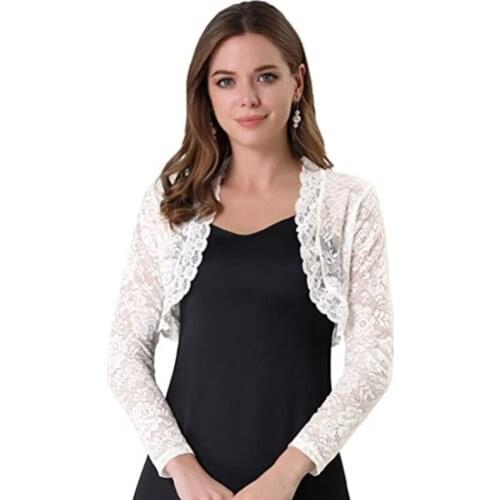 Lace Jacket Wrap Wedding Long Sleeves Wedding Jacket Flower Edge Cover Decorated Bride Tulle Accessories 2021