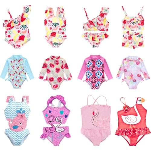 Honeyzone Swimwear Baby Girl One-Piece Swimsuit Sleeveless Polyester Kids Swimwear Bathing Suit Girls Swimwear For Kids Bathing