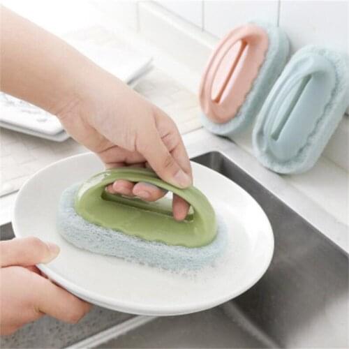 Multifunctional Home Magic Sponge Handle Tiles Brush Kitchen Bathroom Stove Bathtub Sink Cleaning Dish Pot Brush Clean Tool