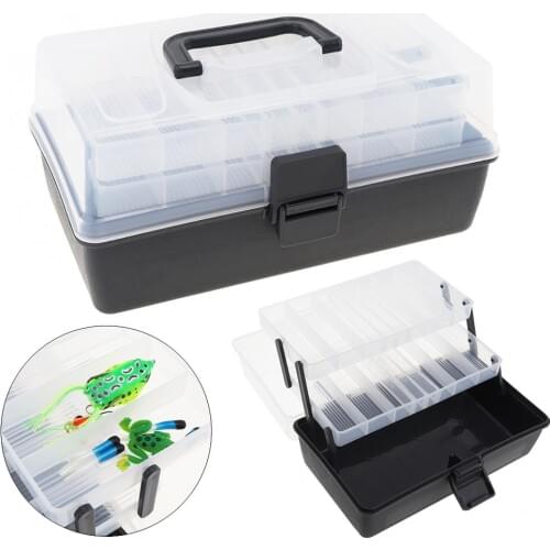 3 Layers 30 x 18 x 15cm Multifunctional Fishing Lure Reel Tools Box Durable Plastic Big Fishing Tackle Box