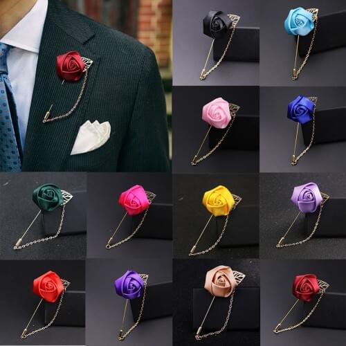 Men Women Rose Flower Leaf Fashion Brooch Pin Blazer Suit Lapel Wedding Party Boutonniere Charm Brooch Jewelry Clothes Accessory