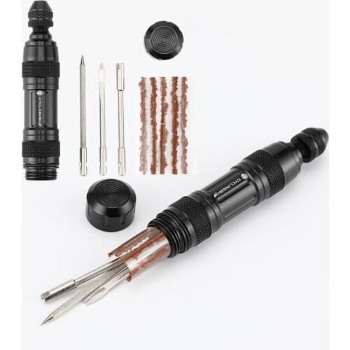 Bicycle Tubeless Tire Repair Kit Tool Portable Tyre Drill Puncture For Urgent Glue Free Repair Optional Rubber Stripes