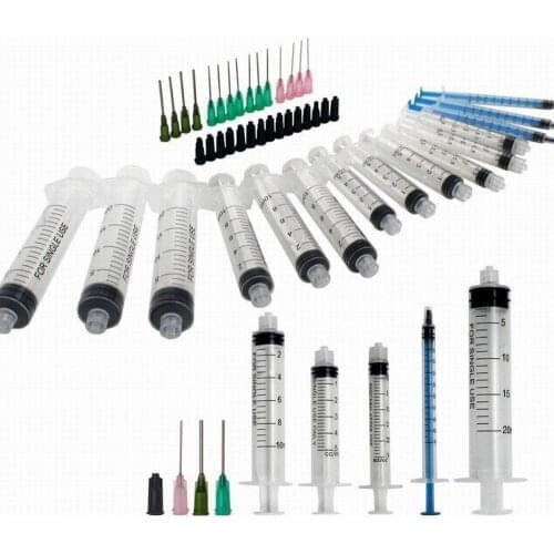 15pcs Syringes Set 14/16/20GA Blunt Tip Needle with Caps Luer Slip Syringe Glue Applicator Multi-functional